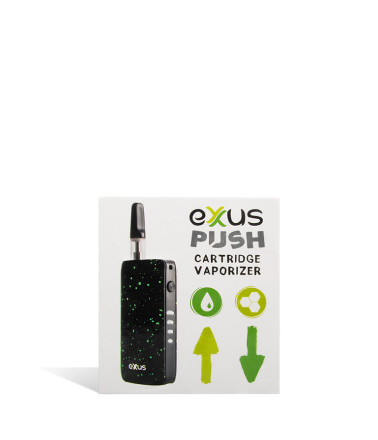 Black Green Spatter single pack Exxus Vape Push 510 Thread Battery 12pk on white background