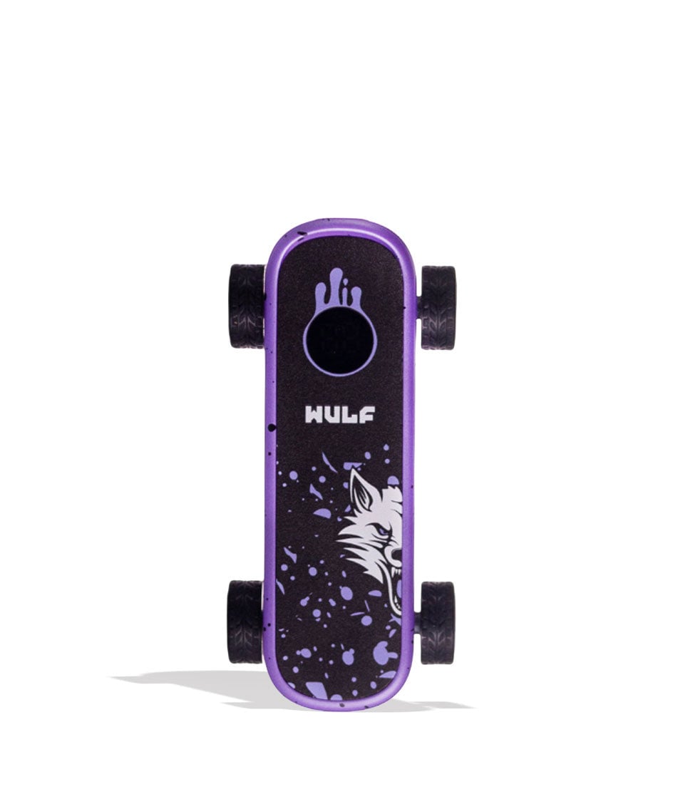Purple Black Spatter Wulf Mods Deck Skateboard Voltage Battery 9pk Front View on White Background