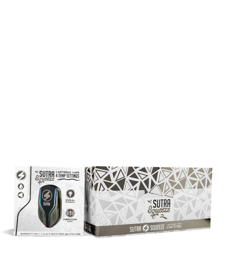 Gunmetal w/single pack Sutra Vape Squeeze 510 Thread Battery 6pk on white background