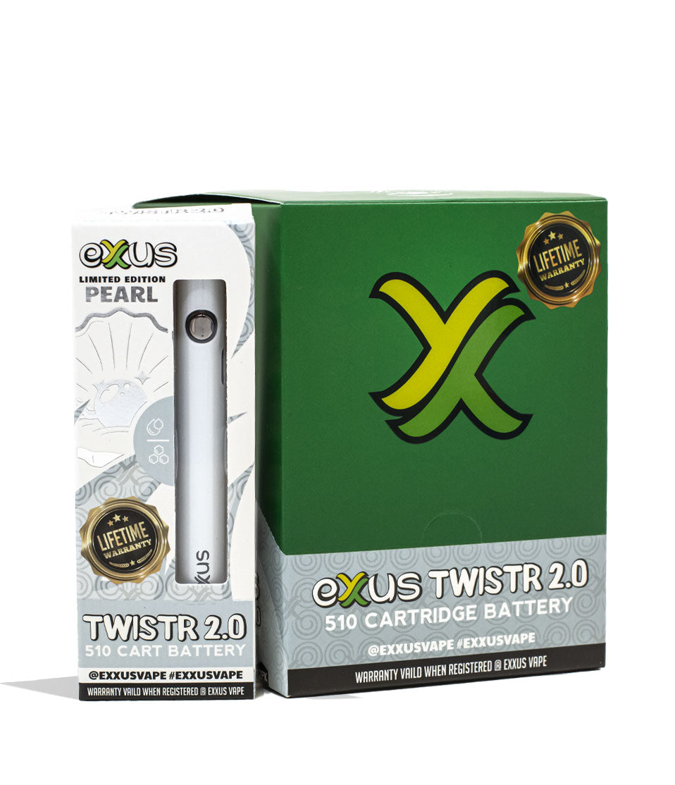 Pearl Exxus Vape Twistr 2.0 510 Thread Battery 12pk Packaging Front View on White Background