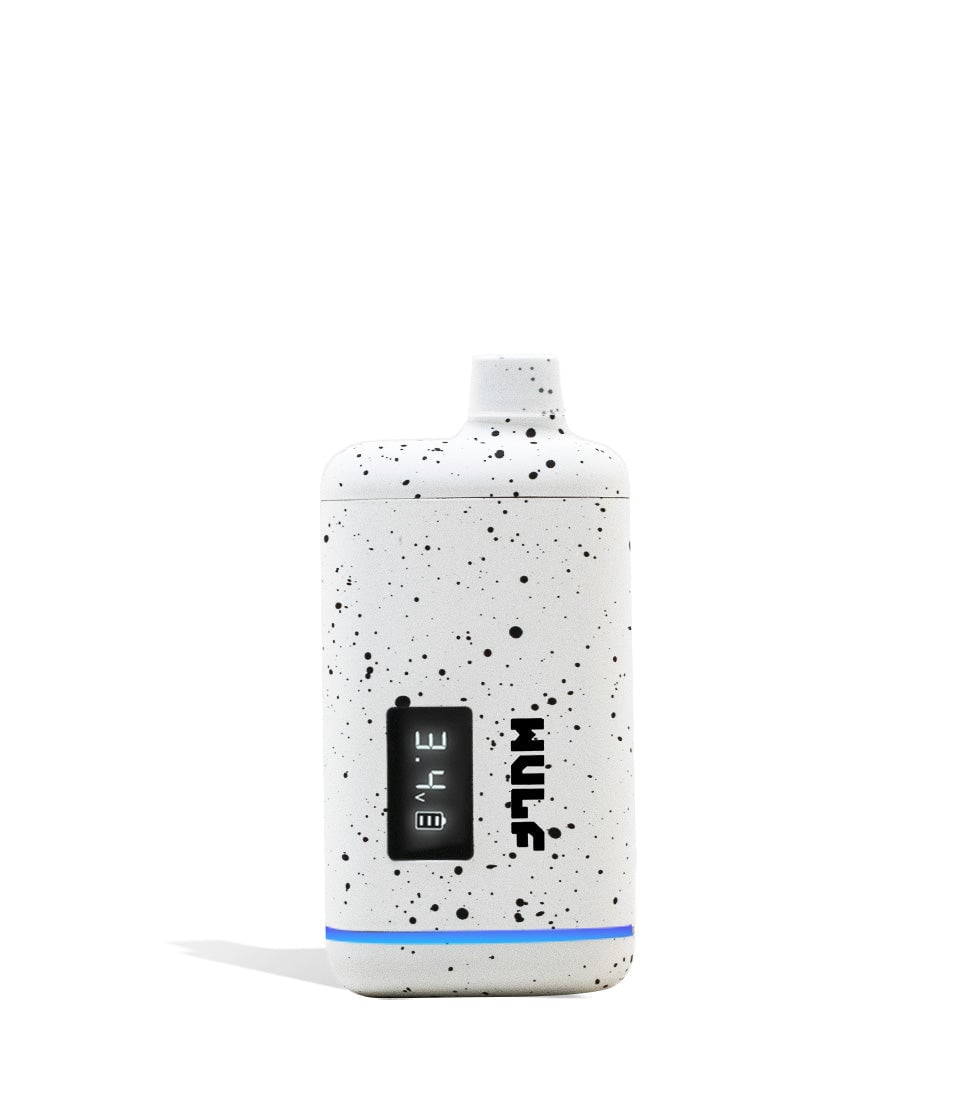 White Black Spatter Wulf Mods Recon 510 Thread Battery 9pk Front View on White Background