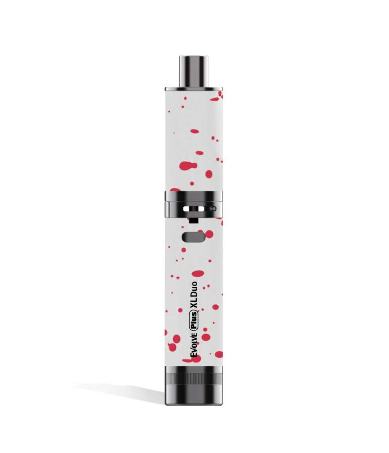 White Red Spatter Dry Herb Wulf Mods Evolve Plus XL Duo 2-in-1 Kit on white studio background