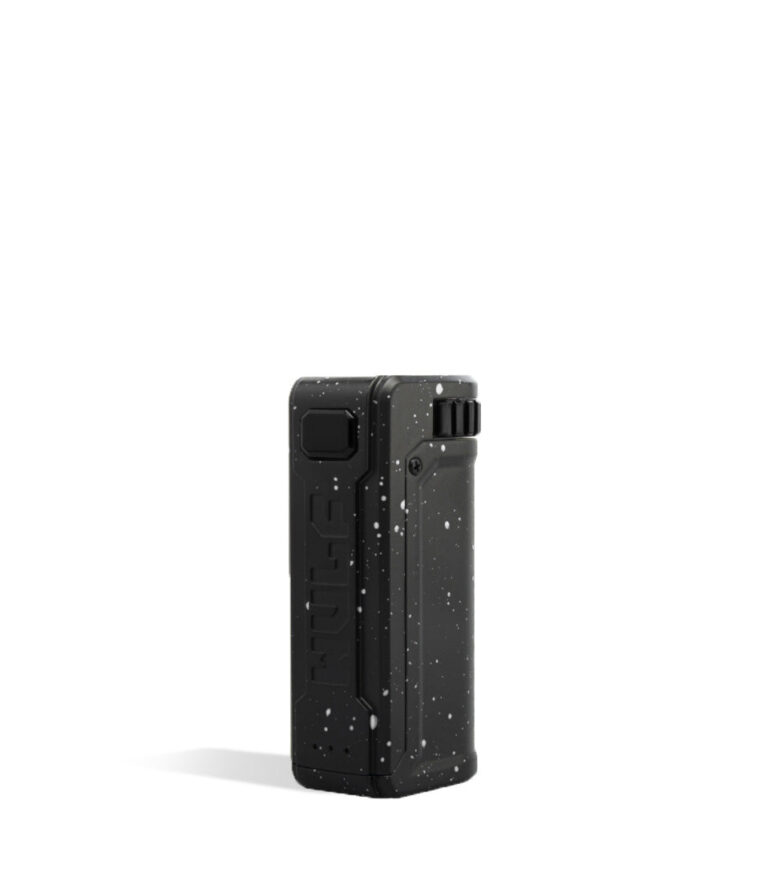 Black White spatter side Wulf Mods UNI S Adjustable 510 Thread Battery on white background
