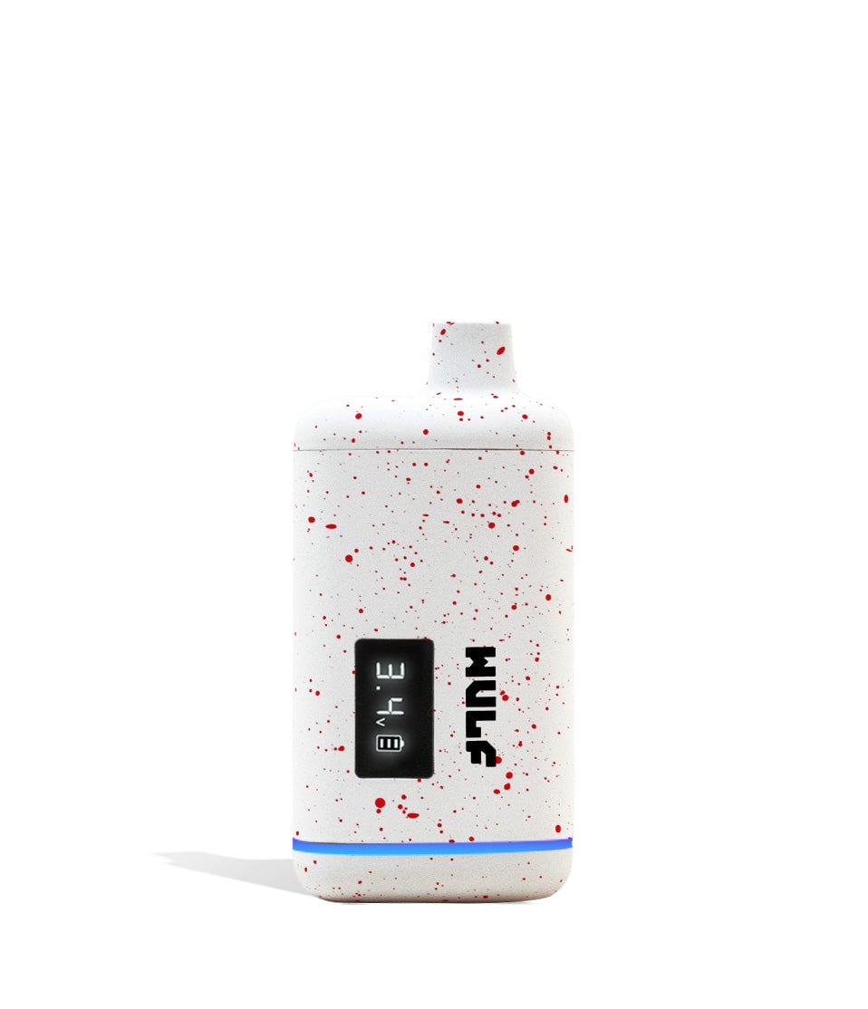 White Red Spatter Wulf Mods Recon 510 Thread Battery 9pk Front View on White Background