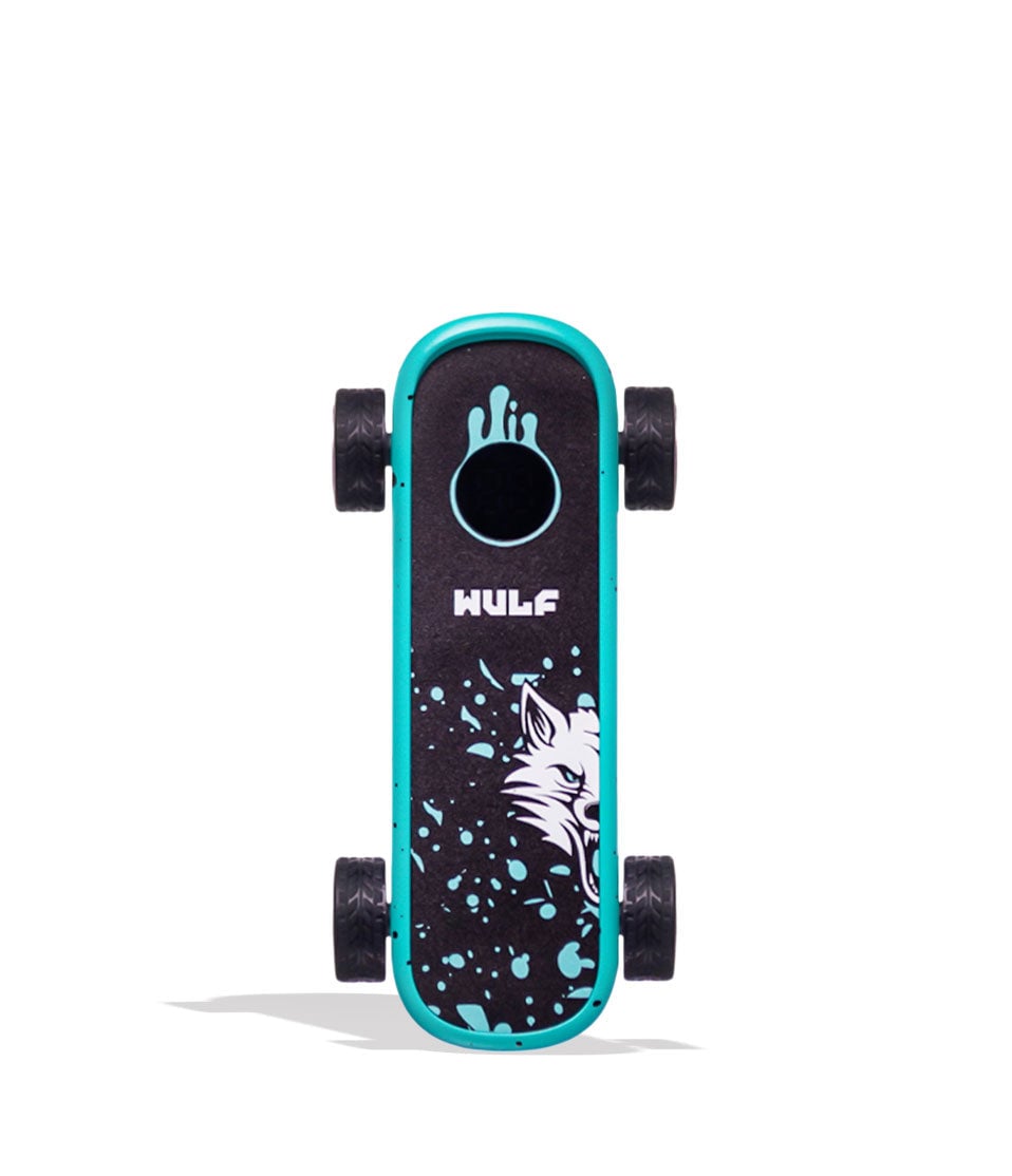 Teal Black Spatter Wulf Mods Deck Skateboard Voltage Battery 9pk Front View on White Background