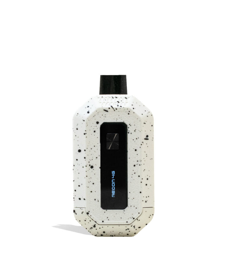 White Black Spatter Wulf Mods Recon 4g Dual 510 Thread Battery 9pk Front View on White Background