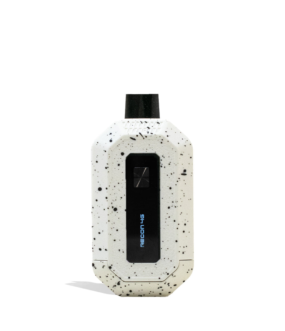White Black Spatter Wulf Mods Recon 4g Dual 510 Thread Battery 9pk Front View on White Background