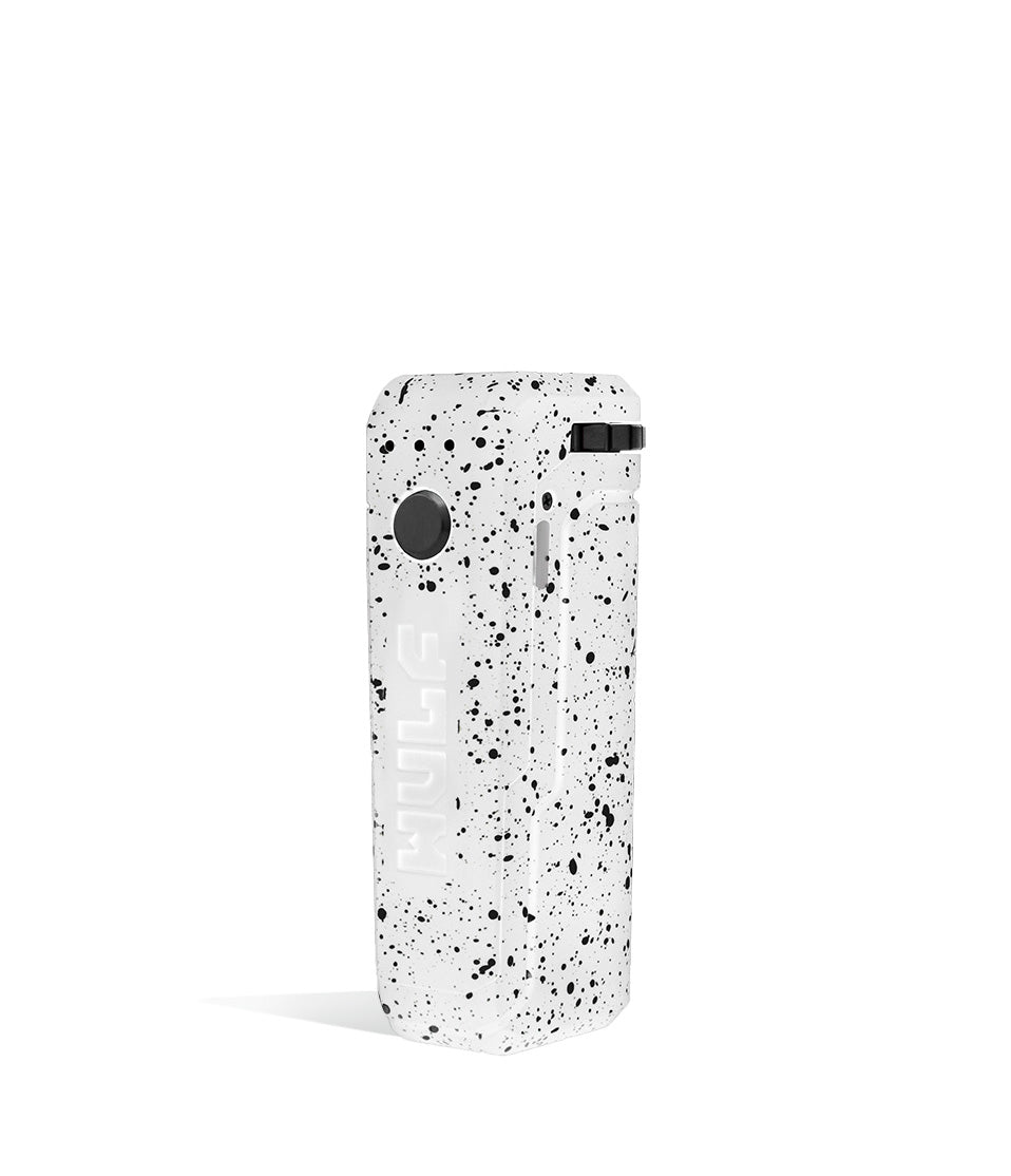 White Black Spatter left side view Wulf Mods UNI Adjustable 510 Thread Battery on white studio background