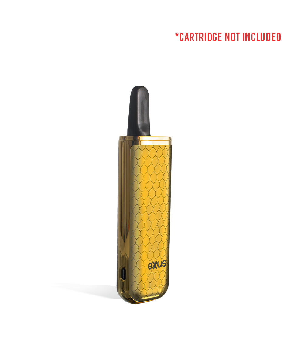 Gold Cobra side view with cartridge Exxus Vape MiNovo 510 Thread Battery on white studio background