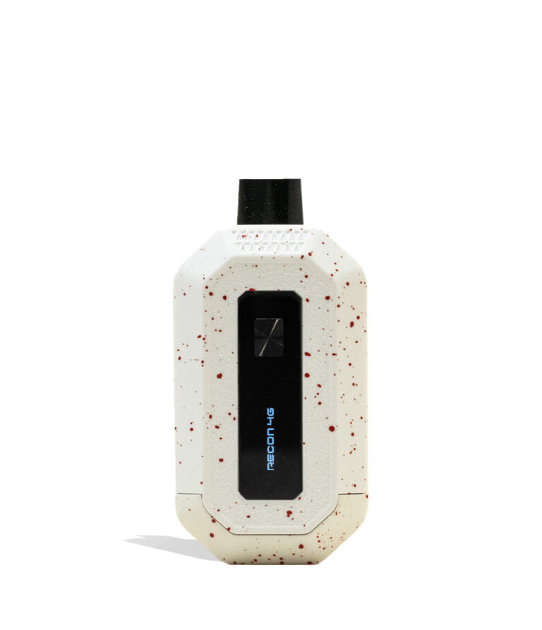 White Red Spatter Wulf Mods Recon 4g Dual 510 Thread Battery 9pk Front View on White Background