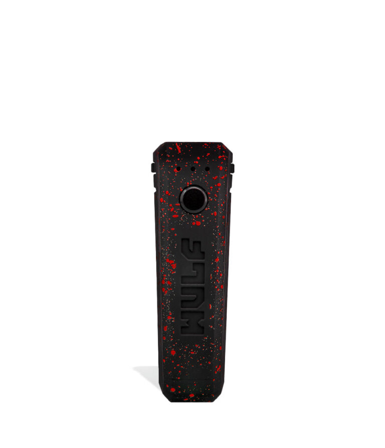 Black Red Spatter Face Wulf Mods UNI Adjustable 510 Thread Battery on white studio background
