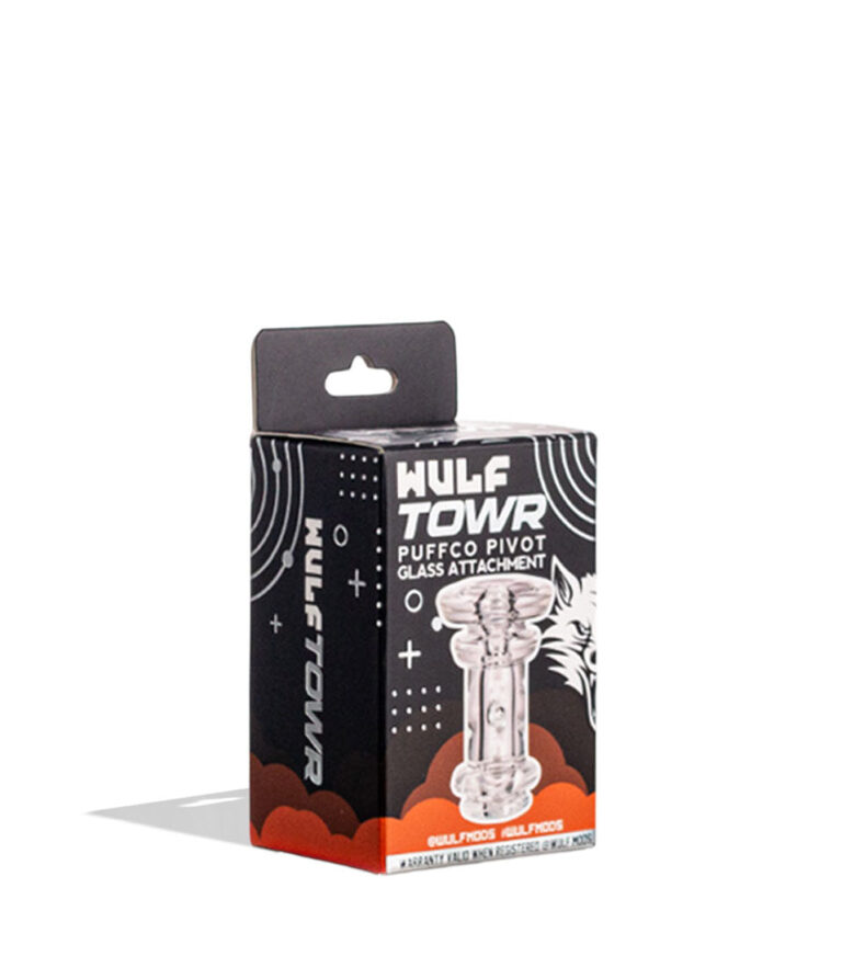 Clear Wulf Mods Towr Puffco Pivot Top 15pk Packaging Front View on White Background
