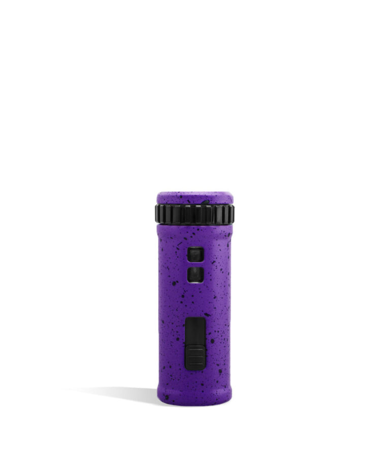 Purple Black Spatter back Wulf Mods UNI S Adjustable 510 Thread Battery on white background