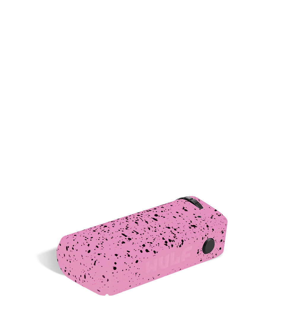 Pink Black Spatter bottom view Wulf Mods UNI Adjustable 510 Thread Battery on white studio background