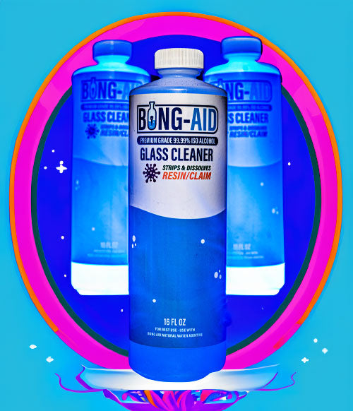 Bong Aid products in front of retro background