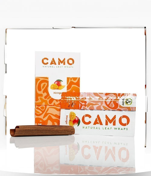 Camo wrap opened in front of packaging