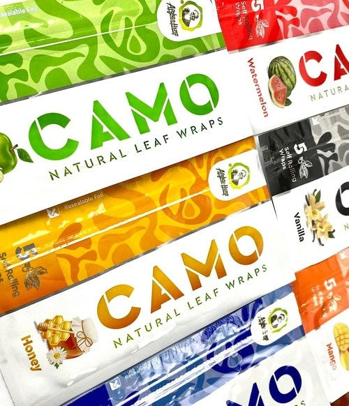 Camo Wraps arranged neatly diagonally