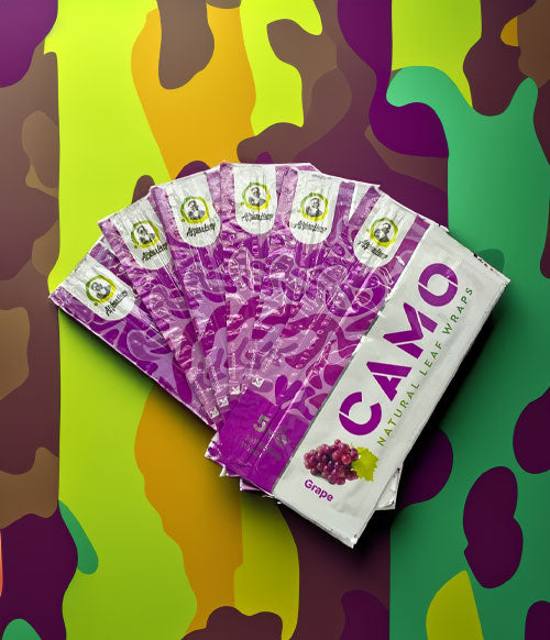 Camo wraps in front of camo patterned background