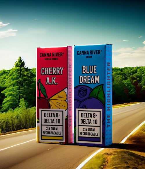 Canna River products on Ohio road with trees and the sky in the background