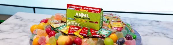 Got Vape Wholesale ANML Collection with fruits and candy atop a marble display