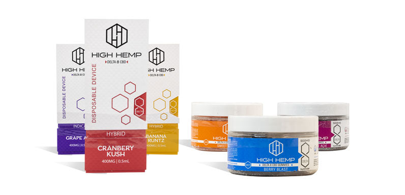 High Hemp products on white background