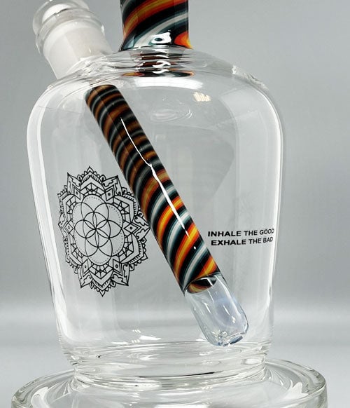 Closeup of idab Glass on gray background