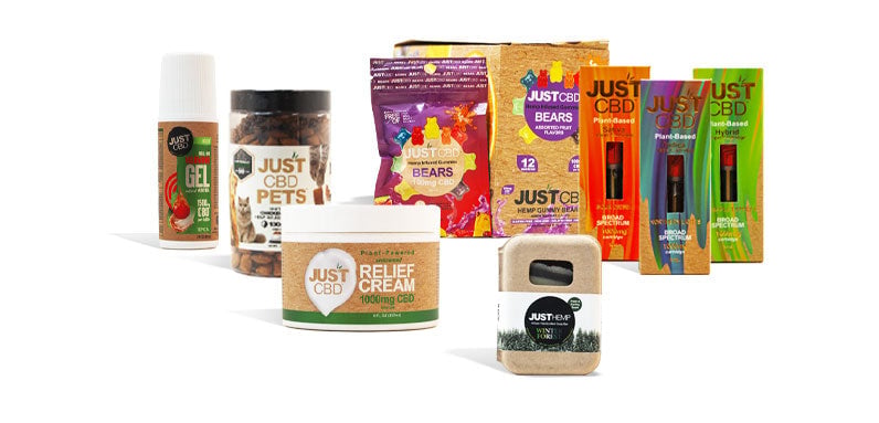 Just CBD Products on White Background