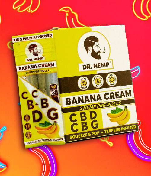 King Palm Wraps with banana icons in front of orange gradient background