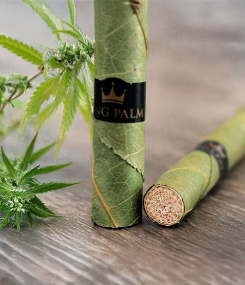 King Palm wraps with hemp on a wooden table