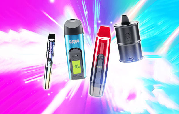 Ooze Products on Pink and Blue Background