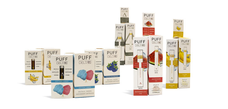 Puff Delta 8 products on white background