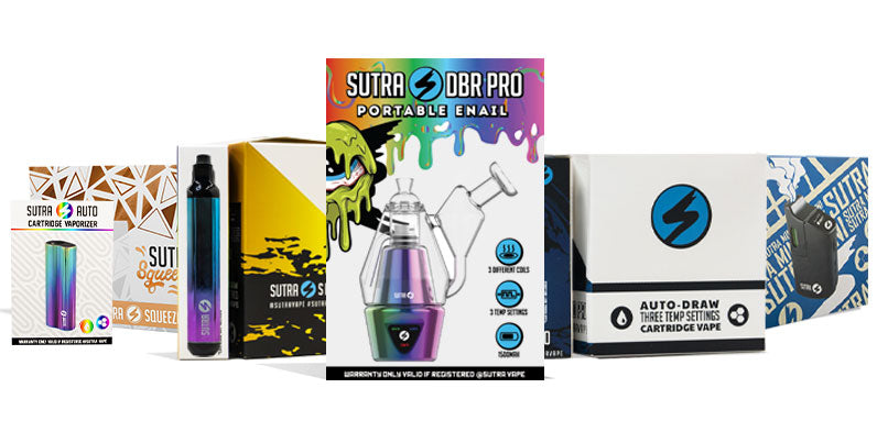 Sutra Vape products in white background