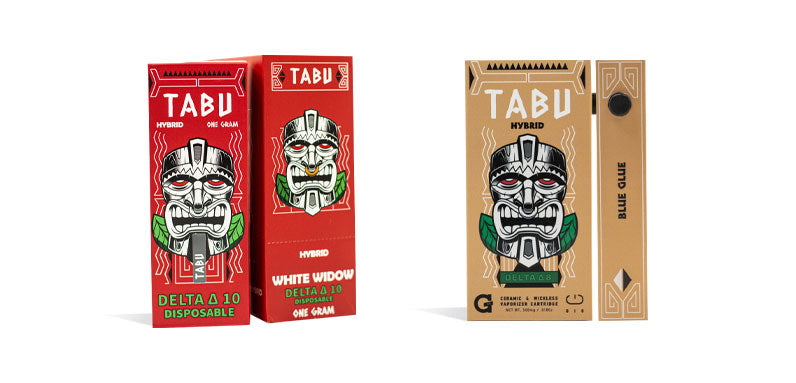 Tabu products on white background
