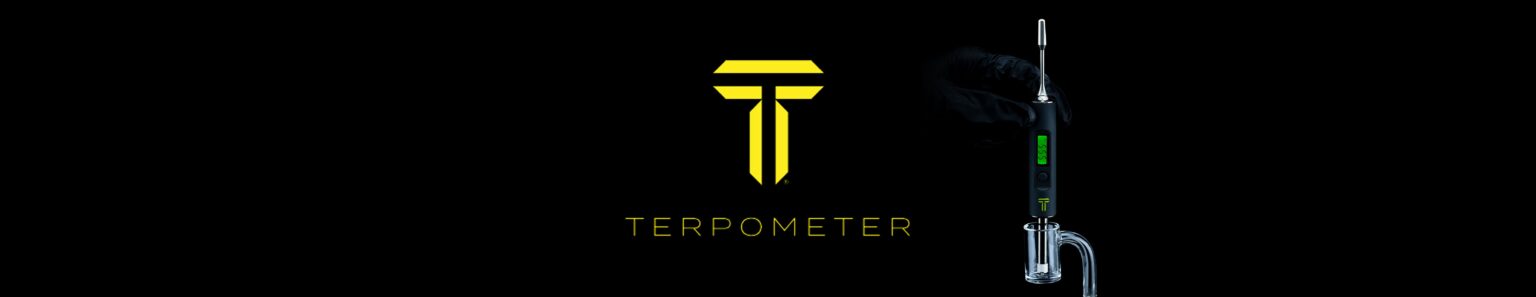 Terpometer logo with black glove and Terpometer product on banger