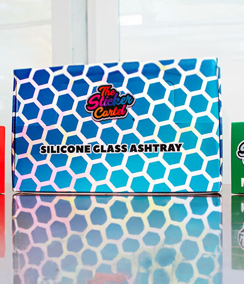 The Sticker Cartel Silicone Glass Ashtray with white background