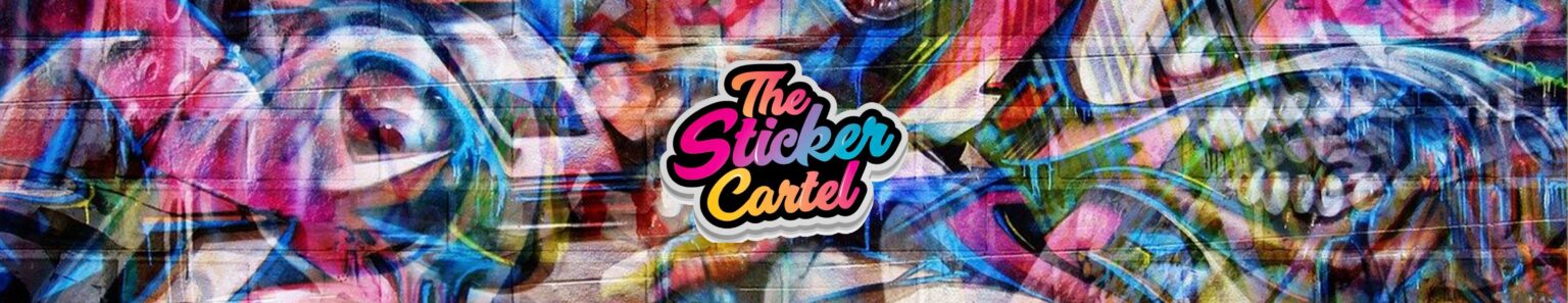 The Sticker Cartel Logo on graffiti wall