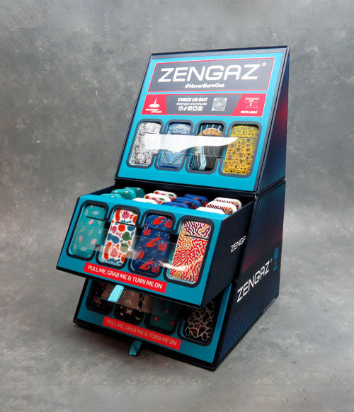 Zengaz lighters standing on gray display