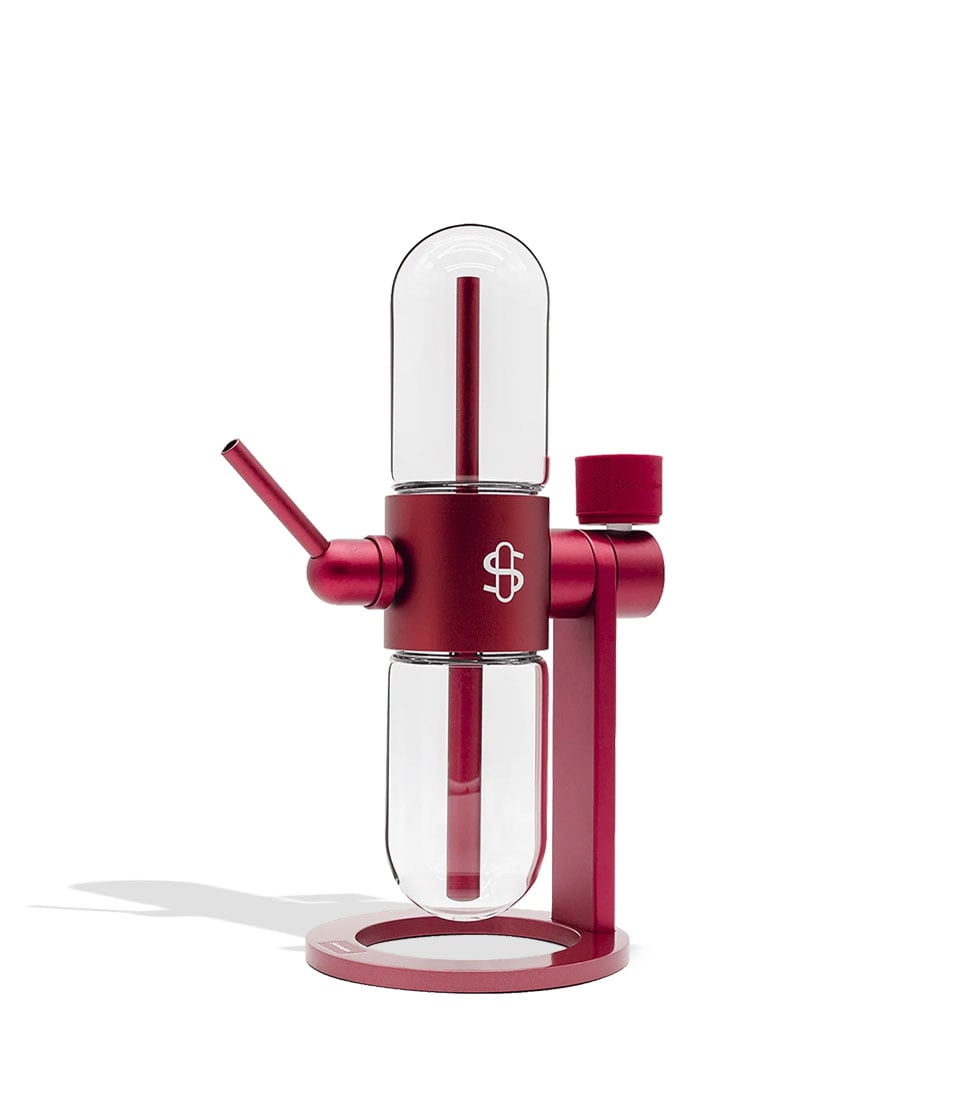 Burgundy Stündenglass Gravity Infuser angle view on white background