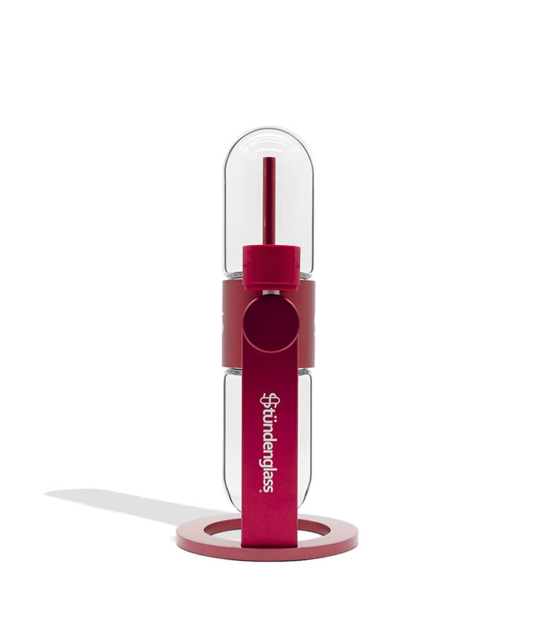 Burgundy Stündenglass Gravity Infuser side view on white background