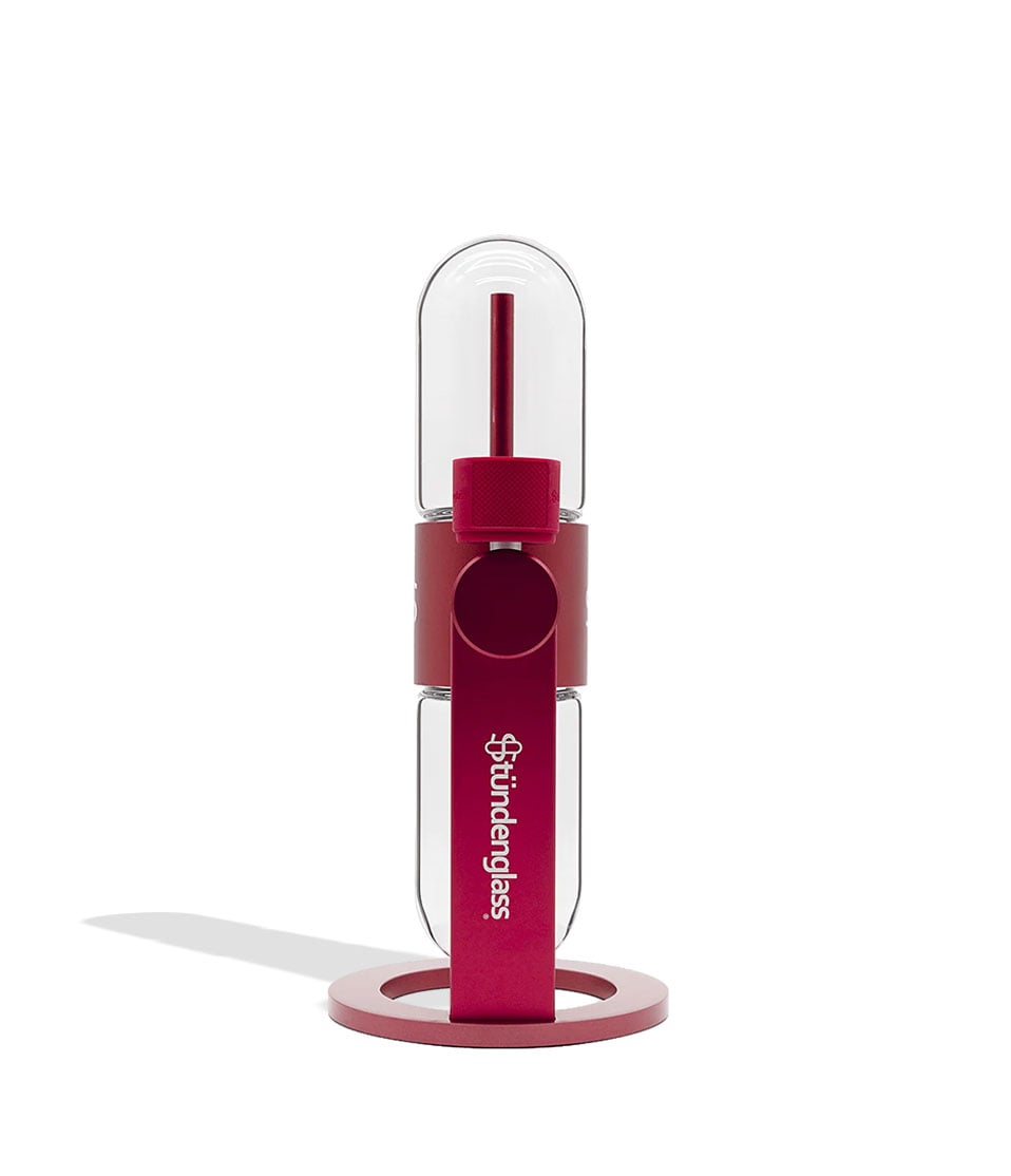 Burgundy Stündenglass Gravity Infuser side view on white background