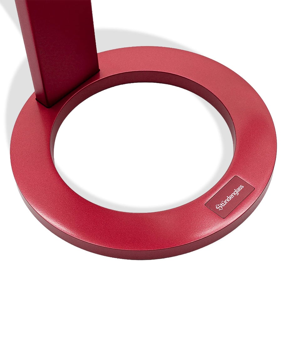 Burgundy Stündenglass Gravity Infuser stand on white background
