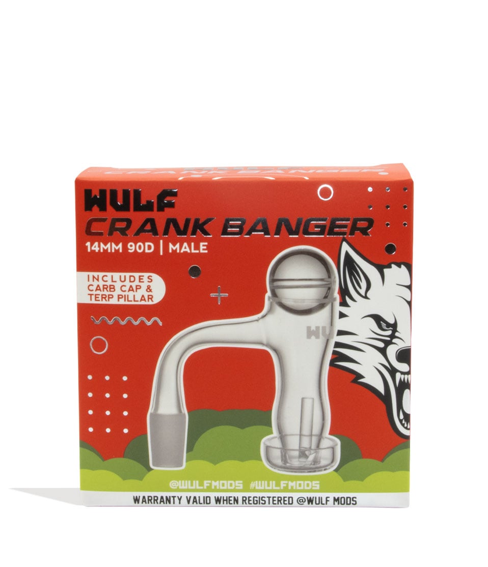 Wulf Mods Crank 14mm Quartz Banger packaging front view on white background