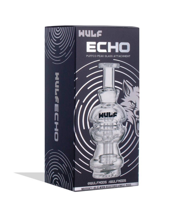 Wulf Mods Echo Puffco Peak Top packaging side view on white background