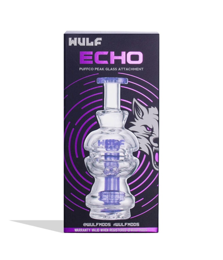 Purple Wulf Mods Echo Puffco Peak Top packaging front on white background