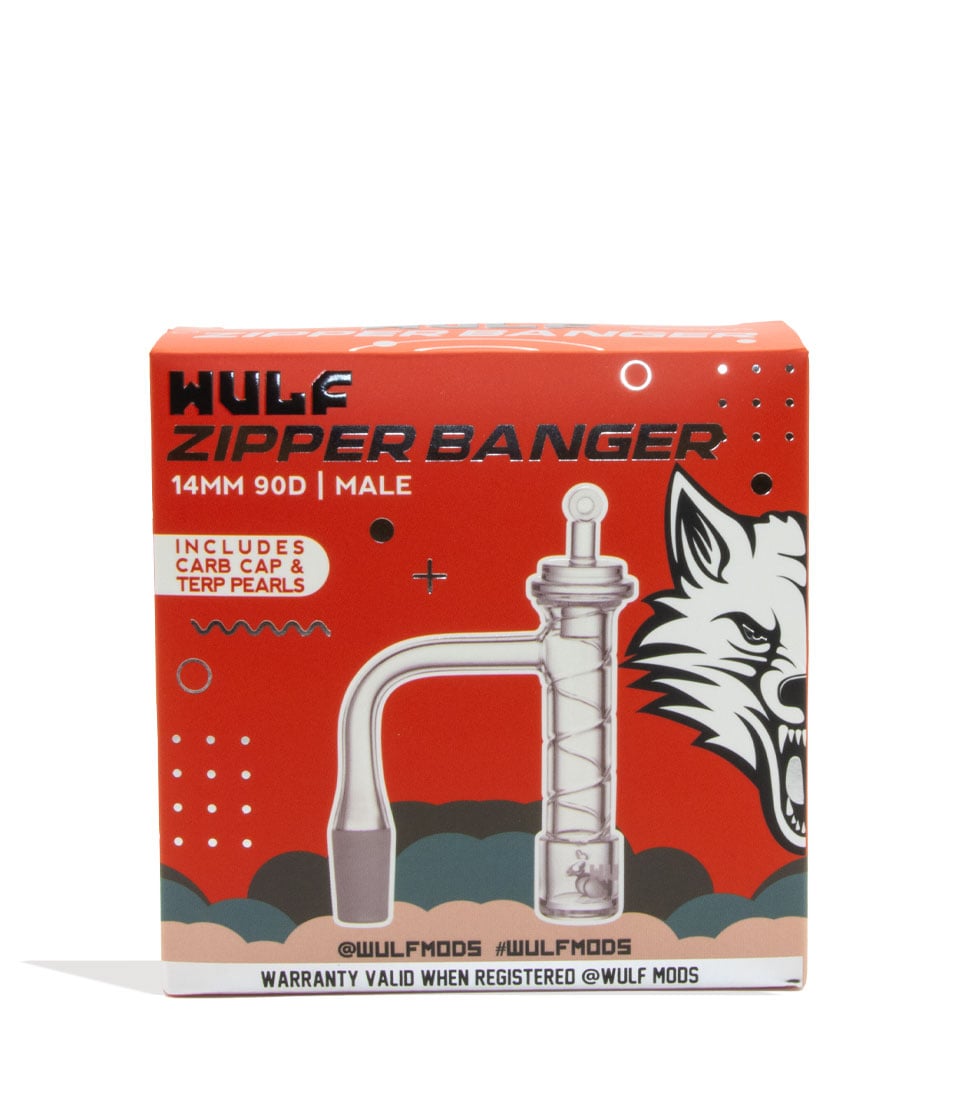 Wulf Mods Zipper 14mm Quartz Banger packaging front view on white background